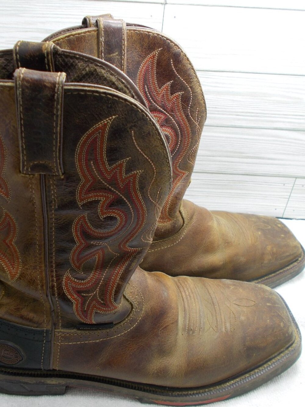 Justin Stampede WK4641 Men's Brown Composite Toe Western Boots Size 9.5D